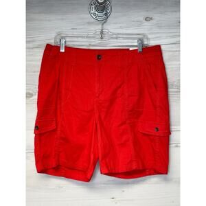Style & Co Zig Zag Shorts Womens 14 Red Cargo Pickets Mid Rise Stretch Cotton